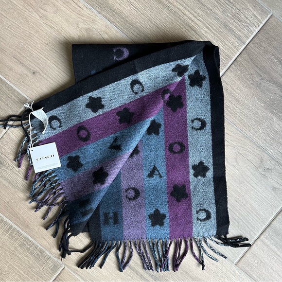 Coach Stars Striped Print Muffler - Picture 4 of 6